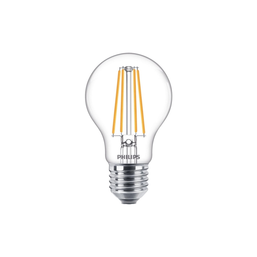 Produktbild för Philips - LED-glödlampa - form: A60 - klar finish - E27 - 8.5 W - varmt vitt ljus - 2700 K