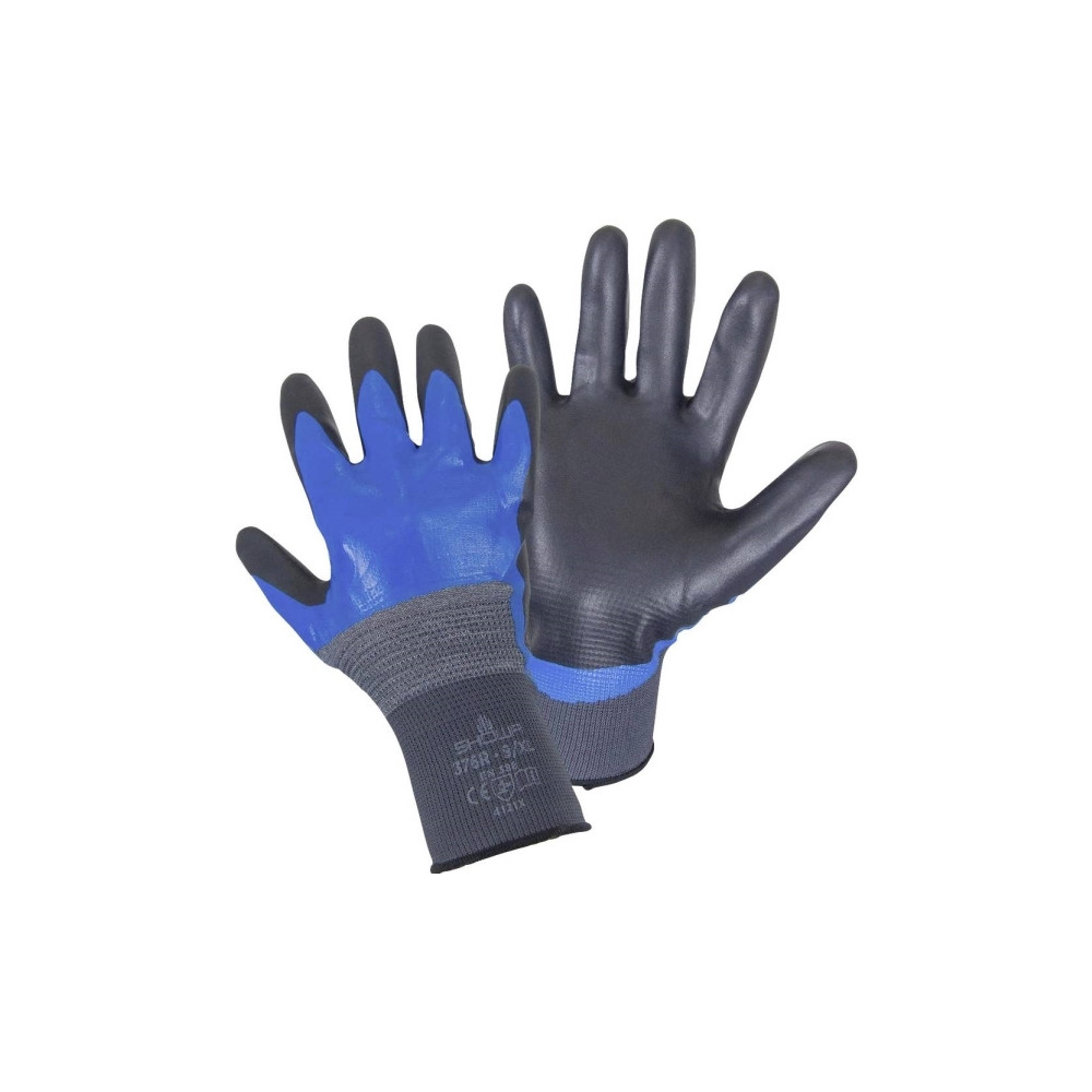 Produktbild för Showa 4702, Arbetshandskar, Svart, Blå, Grå, Nitril,Nylon, T...