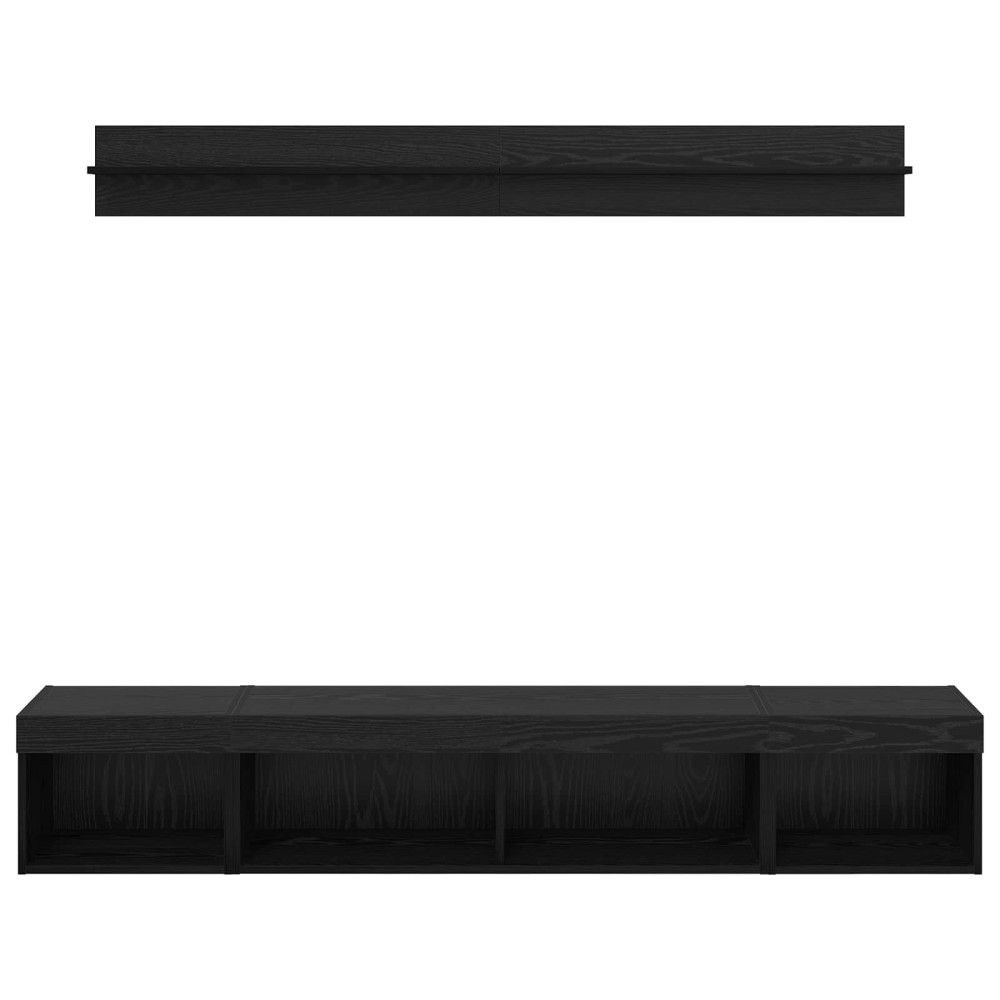 Produktbild för TV väggskåp set med led 5 pcs Svart Ek Konstruerat trä