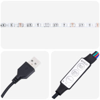 Produktbild för TV-väggenheter med LED med led 5 pcs Svart Ek Konstruerat trä