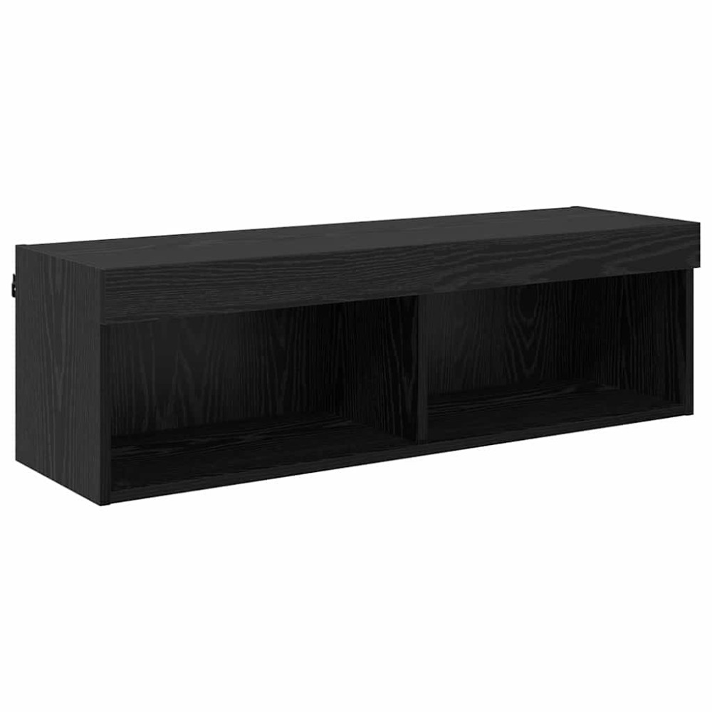 Produktbild för TV-väggenheter med LED 6 pcs Svart Ek Konstruerat trä
