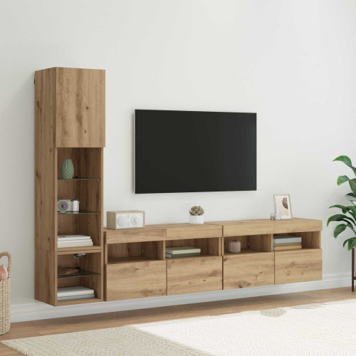 vidaXL TV-väggmodul 4 pcs Artisan Ek Konstruerat trä
