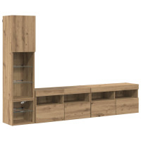 Produktbild för TV-väggmodul 4 pcs Artisan Ek Konstruerat trä