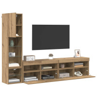 Produktbild för TV-väggmodul 4 pcs Artisan Ek Konstruerat trä