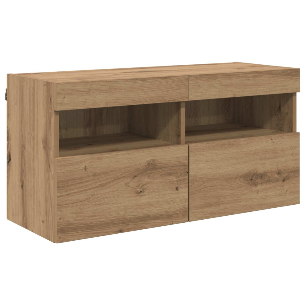 Produktbild för TV-väggmodul 4 pcs Artisan Ek Konstruerat trä