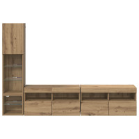Produktbild för TV-väggmodul 4 pcs Artisan Ek Konstruerat trä