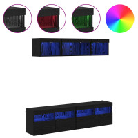 Produktbild för TV-väggenheter med LED med led 5 pcs Svart Ek 80 x 30 x 40 cm