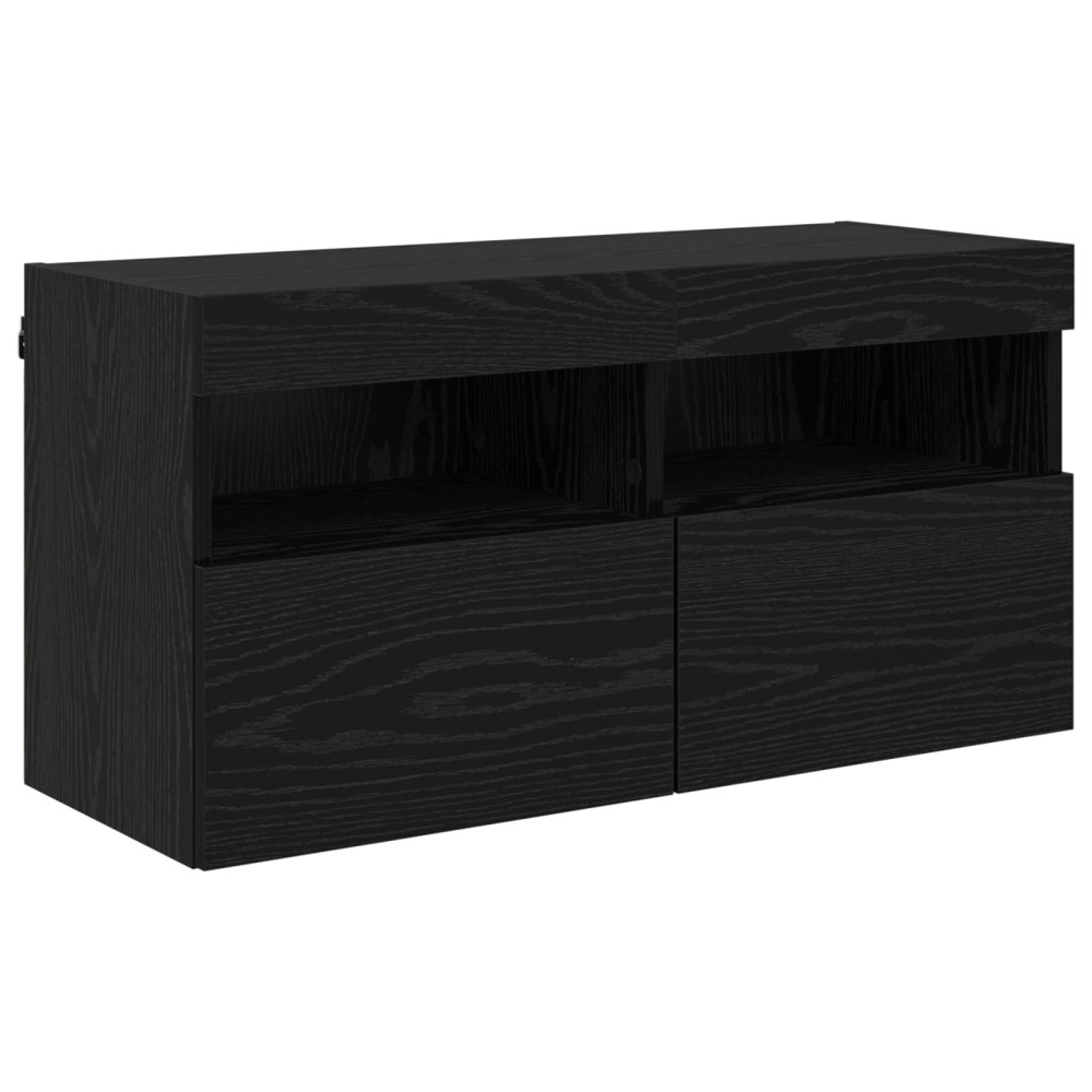 Produktbild för TV-väggenheter med LED med led 5 pcs Svart Ek 80 x 30 x 40 cm