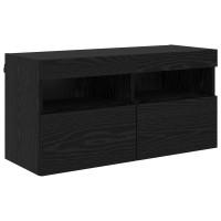 Produktbild för TV-väggenheter med LED med led 5 pcs Svart Ek 80 x 30 x 40 cm