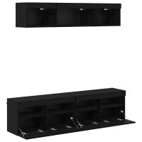 Produktbild för TV-väggenheter med LED med led 5 pcs Svart Ek 80 x 30 x 40 cm