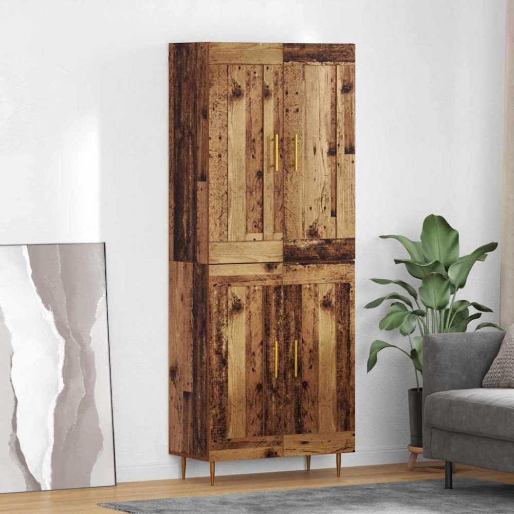 Produktbild för Skåp Gammalt trä 69,5 x 34 x 180 cm Konstruerat trä