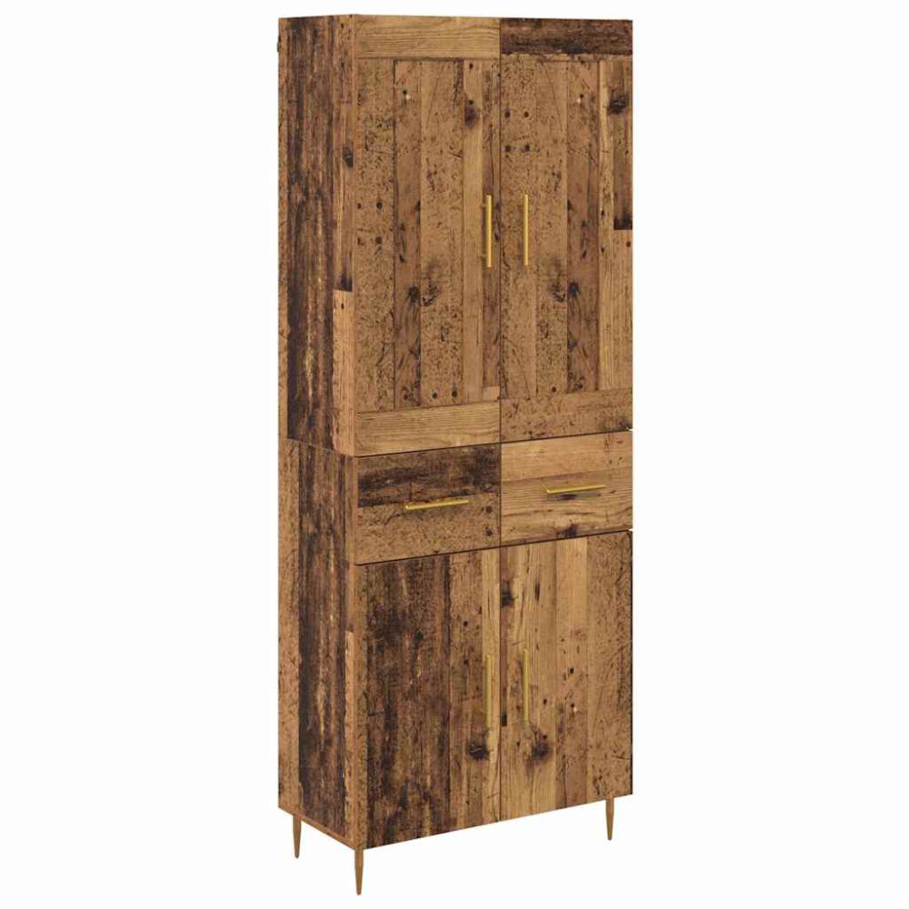 Produktbild för Skåp med låda Gammalt trä 69,5 x 34 x 180 cm Konstruerat trä