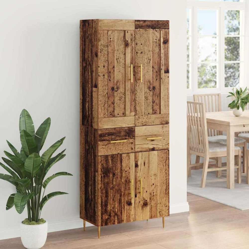 Produktbild för Skåp med låda Gammalt trä 69,5 x 34 x 180 cm Konstruerat trä