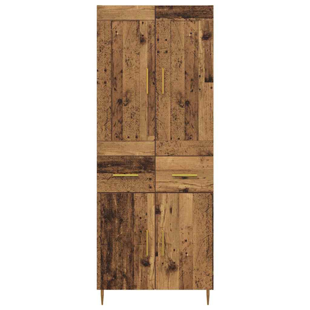 Produktbild för Skåp med låda Gammalt trä 69,5 x 34 x 180 cm Konstruerat trä