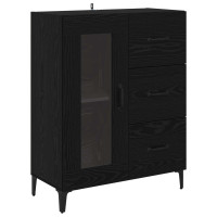 Produktbild för Skåp Väggmonterad Svart Ek 69,5 x 34 x 180 cm Konstruerat trä