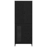 Produktbild för Skåp Väggmonterad Svart Ek 69,5 x 34 x 180 cm Konstruerat trä