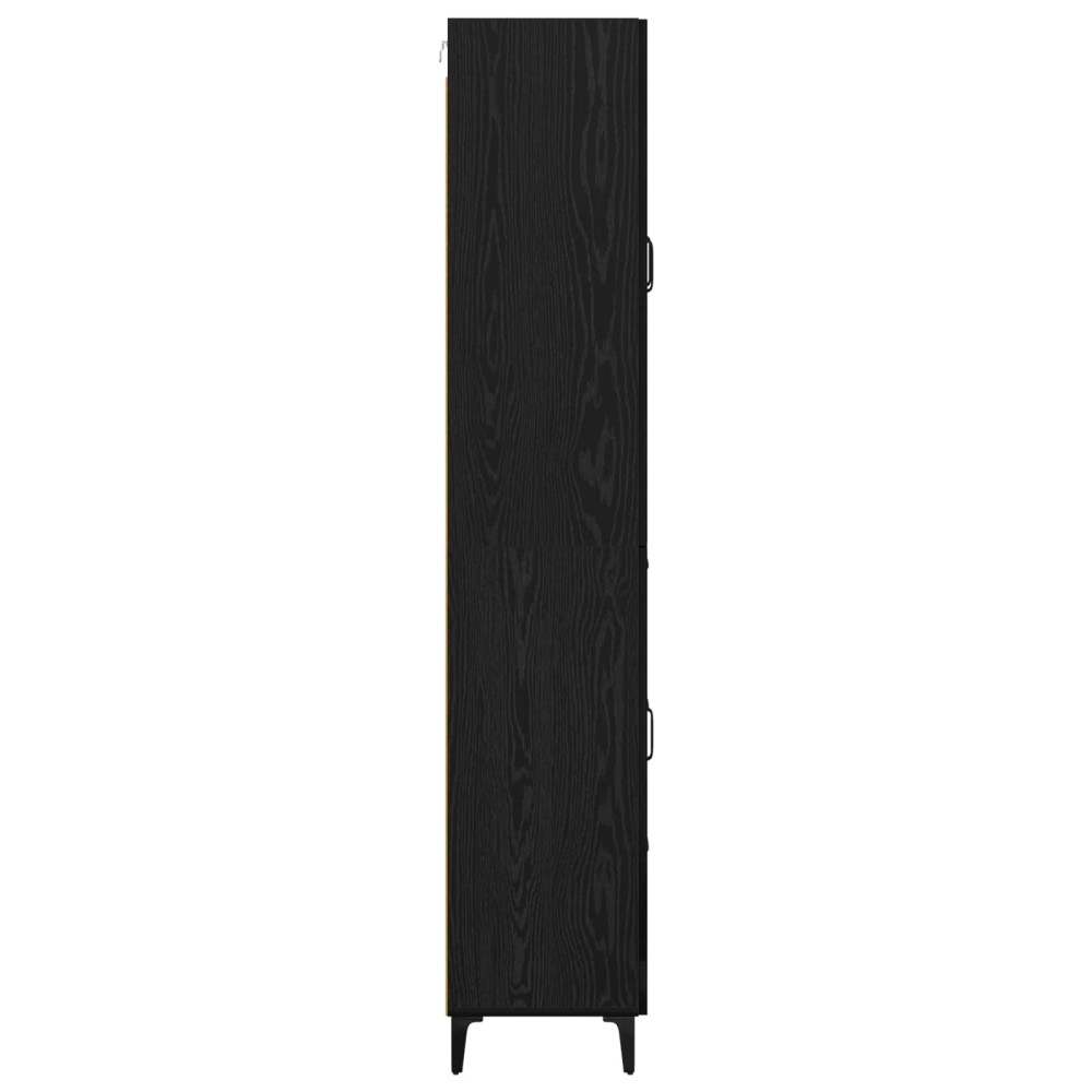 Produktbild för Skåp Väggmonterad Svart Ek 69,5 x 34 x 180 cm Konstruerat trä