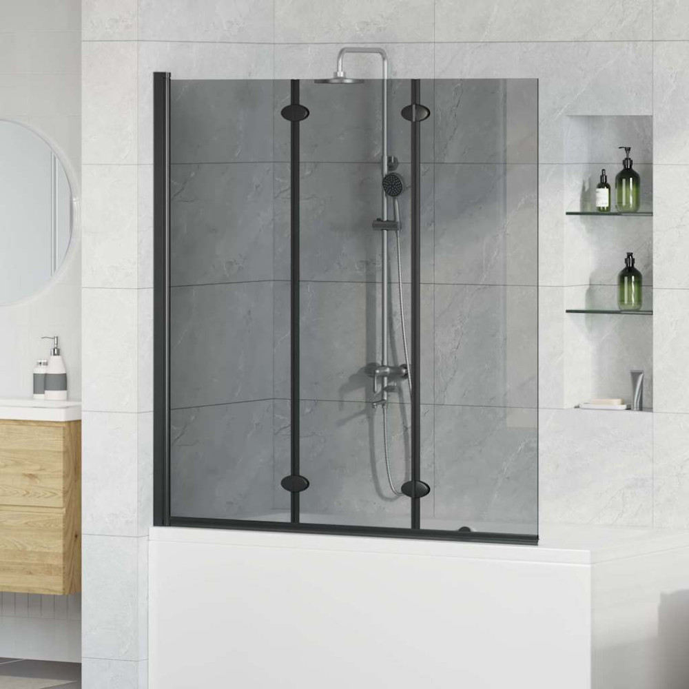 Produktbild för Duschavskärmning Svart 130 x 138 cm ESG-glas och aluminium