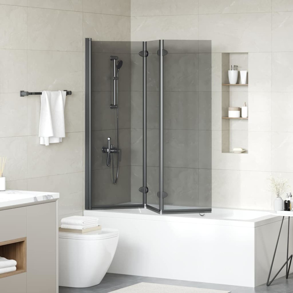 Produktbild för Duschavskärmning Svart 130 x 138 cm ESG-glas och aluminium