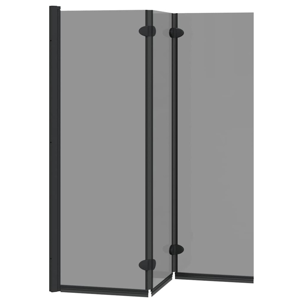 Produktbild för Duschavskärmning Svart 130 x 138 cm ESG-glas och aluminium