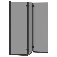 Produktbild för Duschavskärmning Svart 130 x 138 cm ESG-glas och aluminium