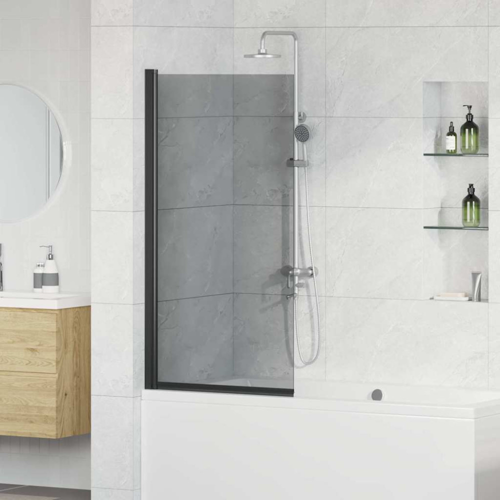 Produktbild för Duschskärm för Bad Svart 68 x 130 cm Härdat glas