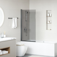 Produktbild för Duschskärm för Bad Svart 68 x 130 cm Härdat glas