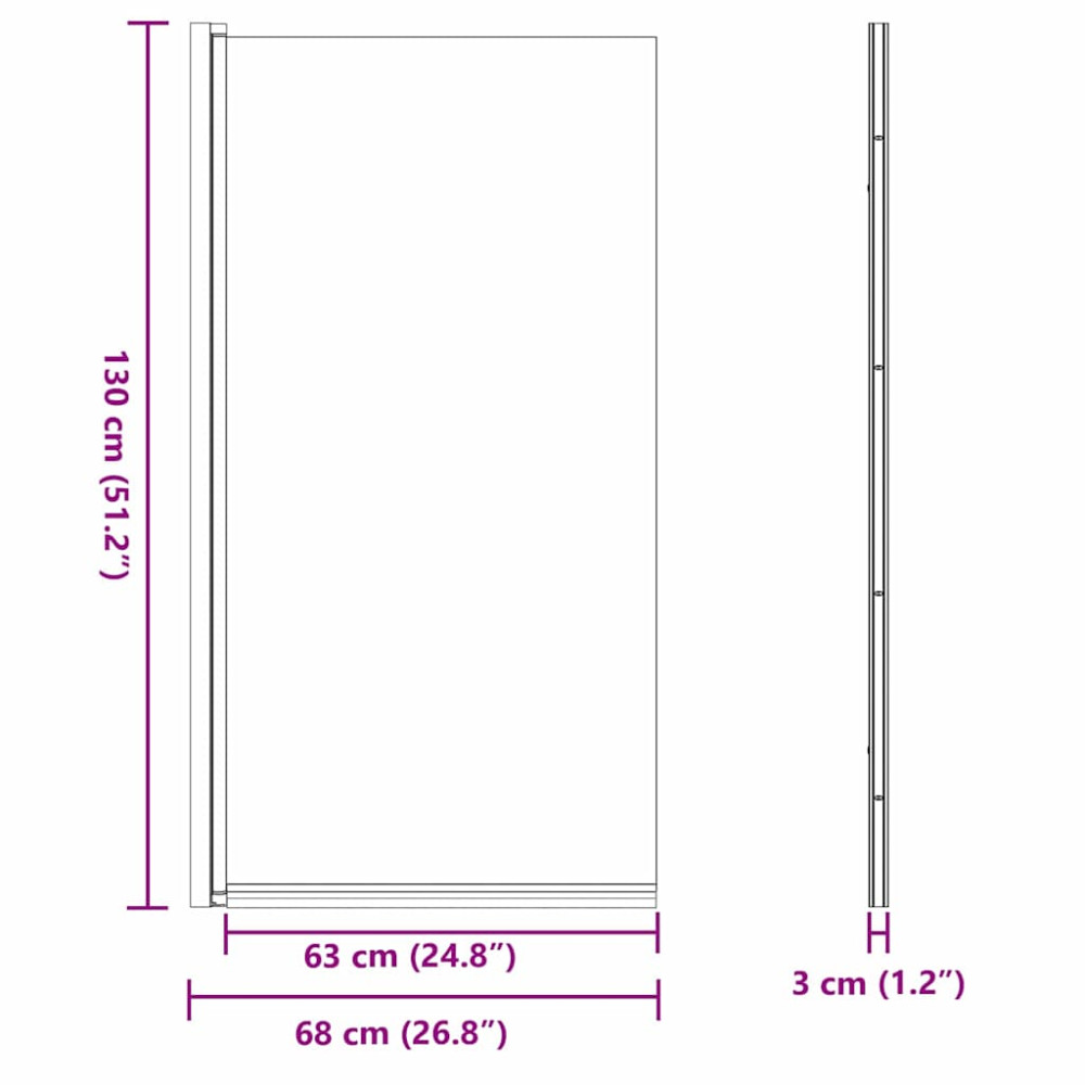 Produktbild för Duschskärm för Bad Svart 68 x 130 cm Härdat glas