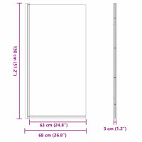 Produktbild för Duschskärm för Bad Svart 68 x 130 cm Härdat glas