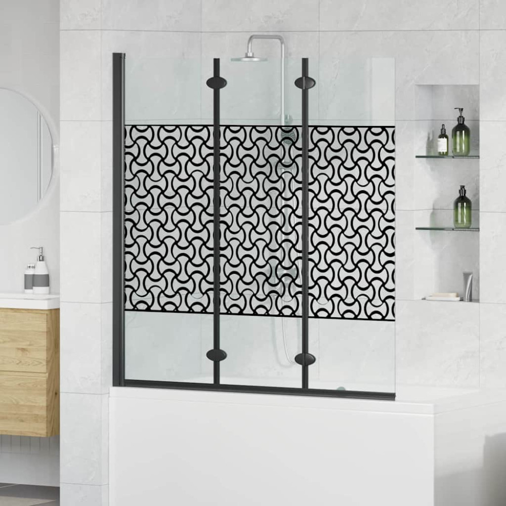 Produktbild för Duschavskärmning Svart och Transparent 130 x 130 cm härdat glas