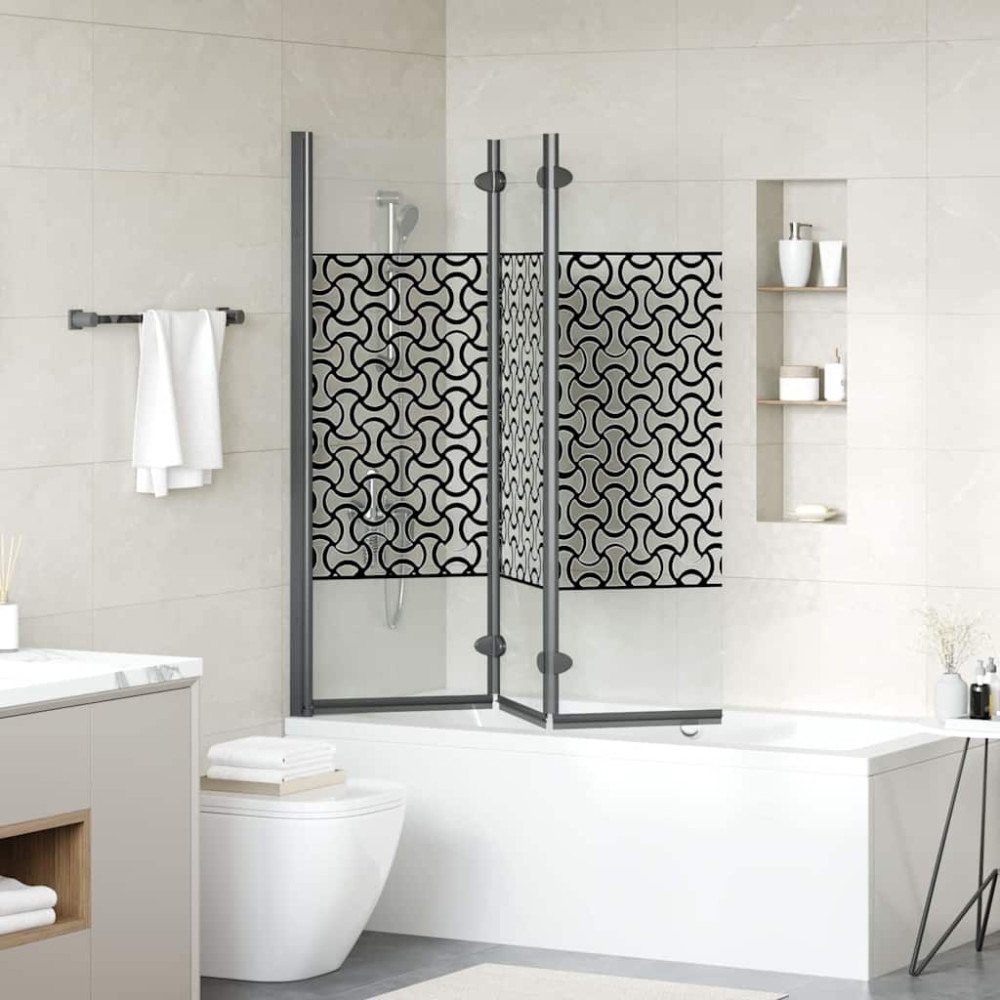 Produktbild för Duschavskärmning Svart och Transparent 130 x 130 cm härdat glas