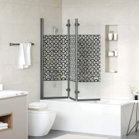 Produktbild för Duschavskärmning Svart och Transparent 130 x 130 cm härdat glas