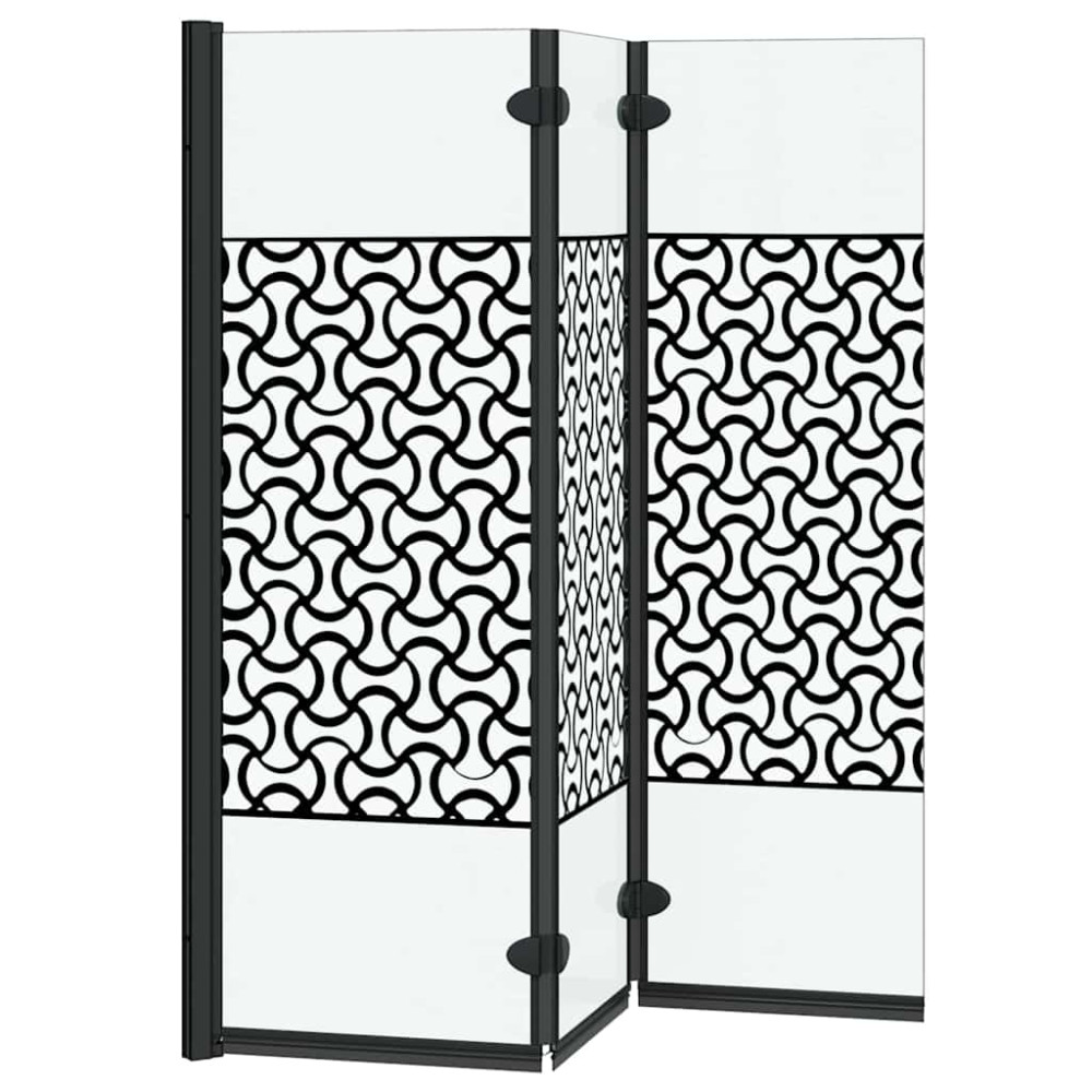 Produktbild för Duschavskärmning Svart och Transparent 130 x 130 cm härdat glas