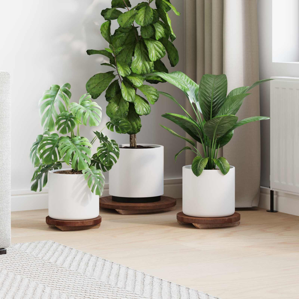 Produktbild för Blomkruka 3 st Naturlig 29 x 29 x 3,5 cm Mahognyträ