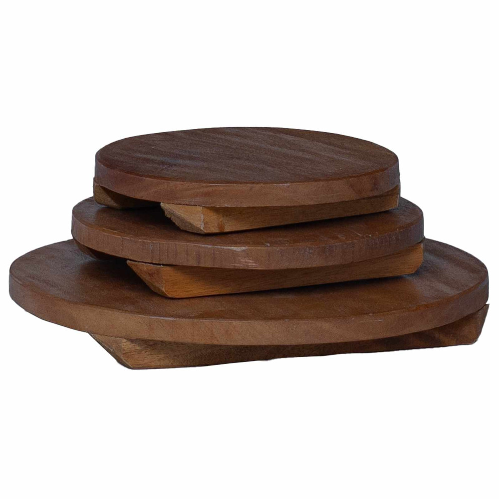 Produktbild för Blomkruka 3 st Naturlig 29 x 29 x 3,5 cm Mahognyträ