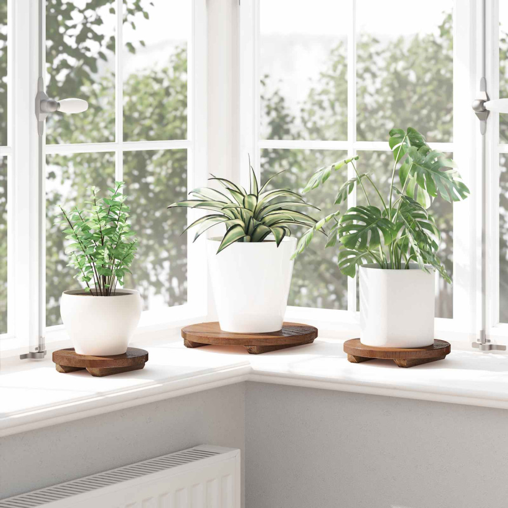 Produktbild för Blomkruka 3 st Naturlig 29 x 29 x 3,5 cm Mahognyträ