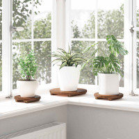 Produktbild för Blomkruka 3 st Naturlig 29 x 29 x 3,5 cm Mahognyträ