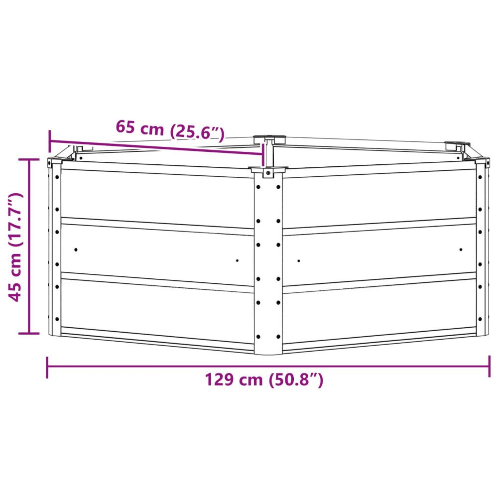 Produktbild för Planteringskärl Elfenben 129 x 129 x 45 cm Stål
