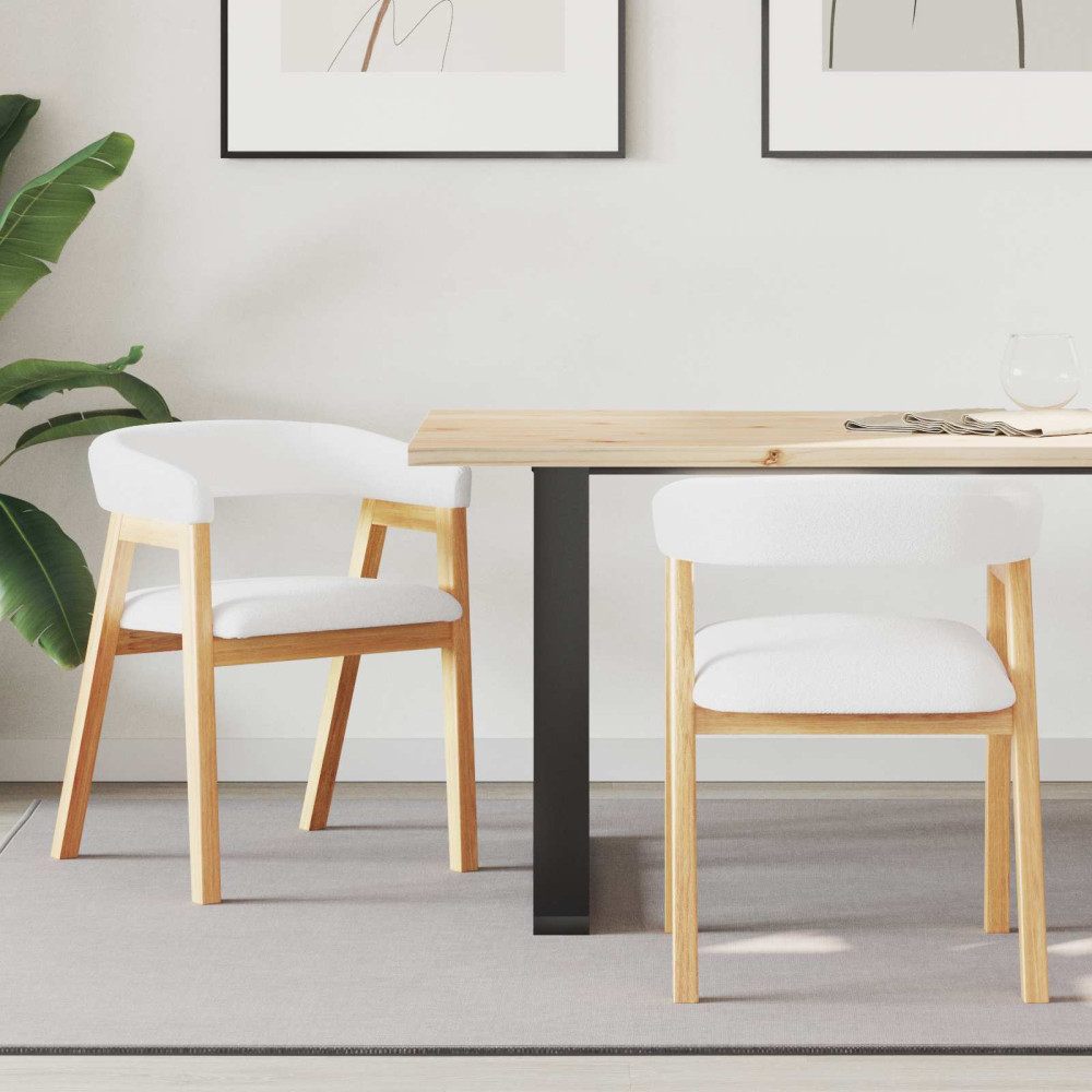 Produktbild för Matstolar 2 pcs Naturfärg 54 x 57 x 73 cm Massiv Gummiträ