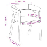Produktbild för Matstolar 2 pcs Naturfärg 54 x 57 x 73 cm Massiv Gummiträ