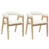 Produktbild för Matstolar 2 pcs Naturfärg 54 x 57 x 73 cm Massiv Gummiträ