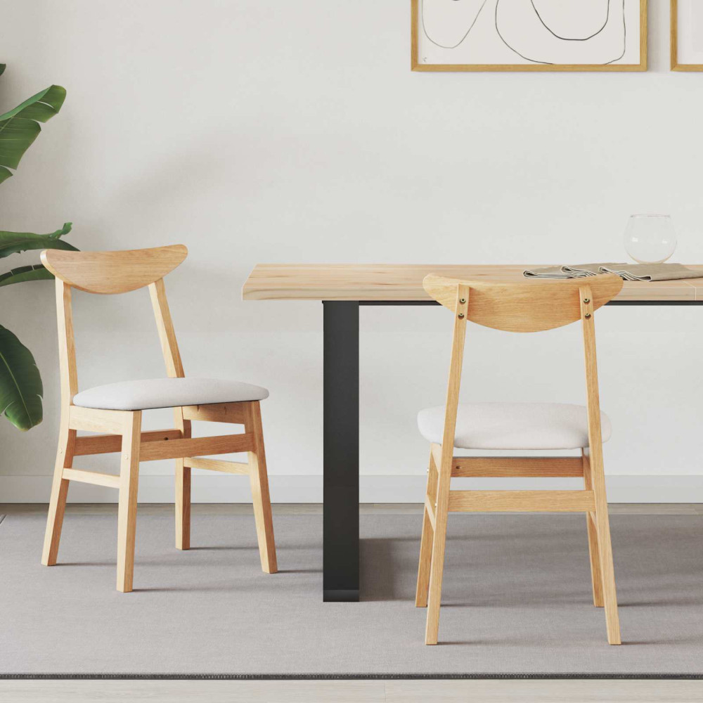 Produktbild för Matstolar 2 pcs Naturfärg 42 x 47,5 x 81 cm Massiv Gummiträ