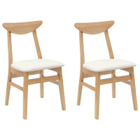 Produktbild för Matstolar 2 pcs Naturfärg 42 x 47,5 x 81 cm Massiv Gummiträ