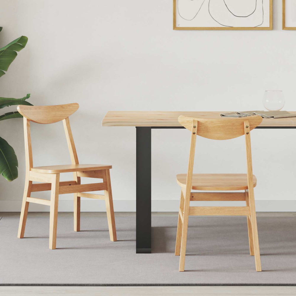Produktbild för Matstolar 2 pcs Naturfärg 42 x 47,5 x 81 cm Massiv Gummiträ