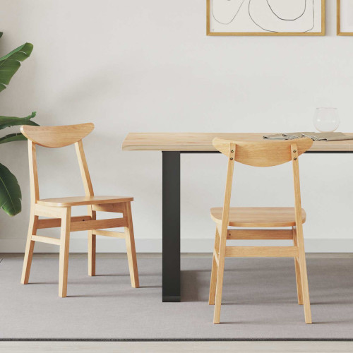 vidaXL Matstolar 2 pcs Naturfärg 42 x 47,5 x 81 cm Massiv Gummiträ