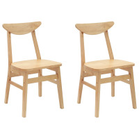 Produktbild för Matstolar 2 pcs Naturfärg 42 x 47,5 x 81 cm Massiv Gummiträ