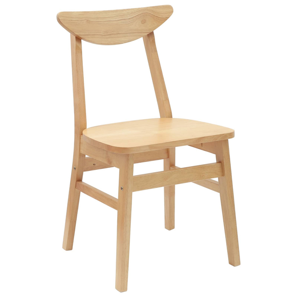 Produktbild för Matstolar 2 pcs Naturfärg 42 x 47,5 x 81 cm Massiv Gummiträ