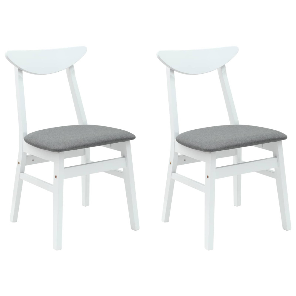 Produktbild för Matstolar 2 pcs Vit 42 x 47,5 x 81 cm Massiv Gummiträ