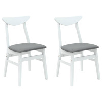Produktbild för Matstolar 2 pcs Vit 42 x 47,5 x 81 cm Massiv Gummiträ