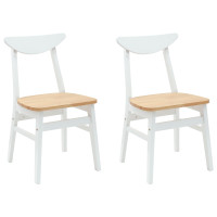Produktbild för Matstolar 2 pcs Vit 42 x 47,5 x 81 cm Massiv Gummiträ
